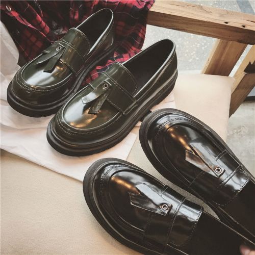 Chaussures de printemps femme en PU ronde houppe, étanche - Angleterre semelle caoutchouc Ref 1002046