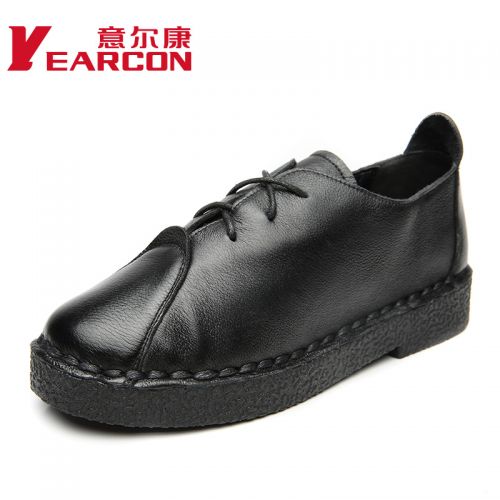 Chaussures de printemps femme en Première couche cuir YEARCON ronde avec lacets - loisir semelle caoutchouc Ref 1002
