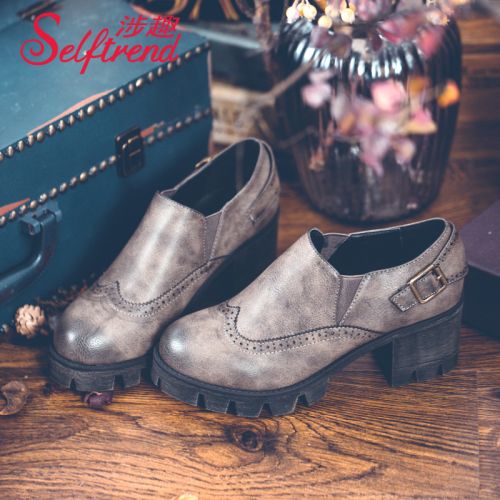 Chaussures de printemps femme en PU SELFTREND ronde - collège semelle caoutchouc Ref 1002236