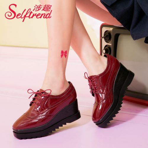 Chaussures de printemps femme en PU SELFTREND tête carrée creux, Génoise - Angleterre semelle polyuréthane Ref 1002243
