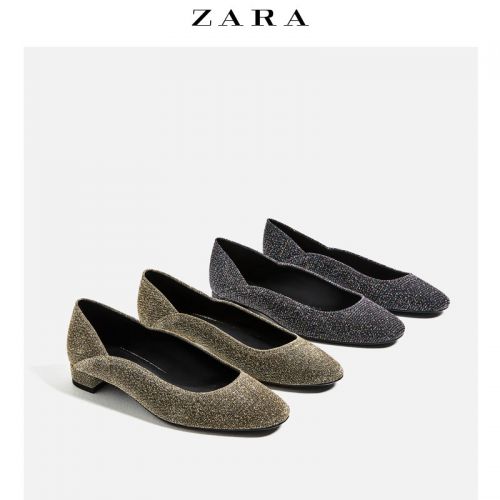 Chaussures de printemps femme en polyester ZARA ronde paillette - Europe semelle caoutchouc Ref 1002308