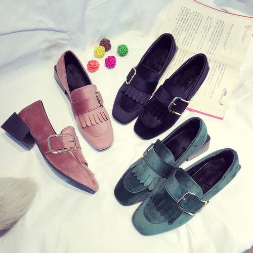 Chaussures de printemps femme en CRRCRRCRR tête carrée houppe - Angleterre semelle caoutchouc Ref 1002333