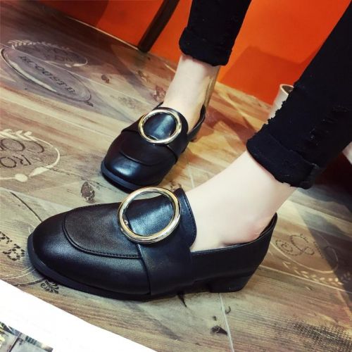 Chaussures de printemps femme en PU CRRCRRCRR tête carrée décoration métallique - Europe semelle caoutchouc Ref 