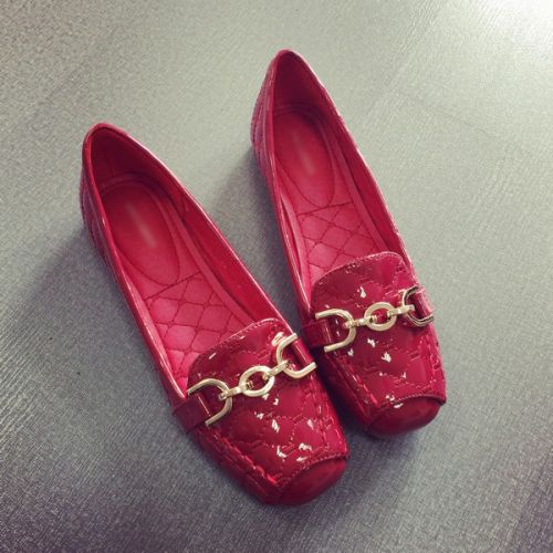 Chaussures de printemps femme en PU CRRCRRCRR tête carrée ouverture profonde, décoration métallique - semelle caoutchouc R