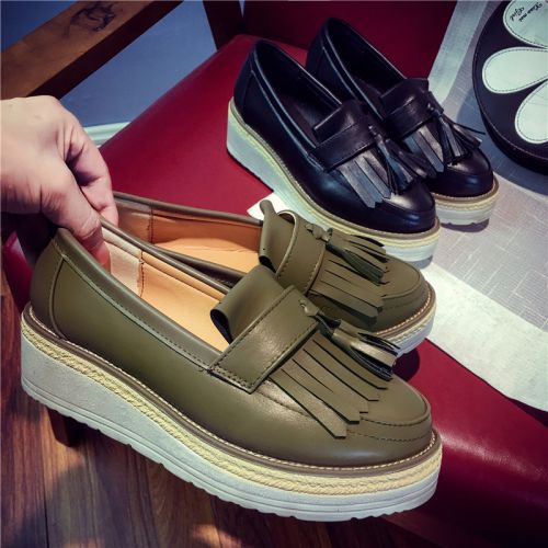 Chaussures de printemps femme en PU CRRCRRCRR ronde houppe, Wedges - Angleterre semelle fond composite Ref 1002406
