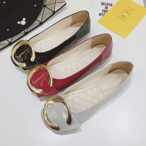 Chaussures de printemps femme en PU CRRCRRCRR tête carrée ouverture profonde, décoration métallique - semelle caoutchouc R