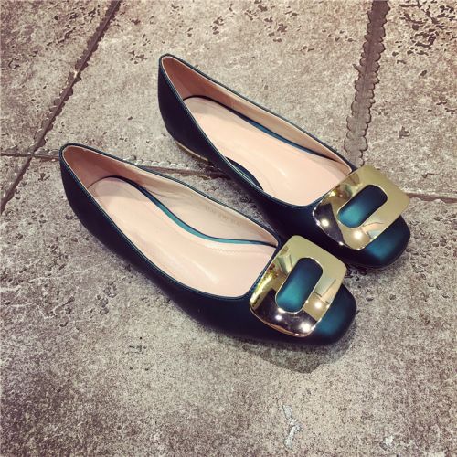 Chaussures de printemps femme en PU CRRCRRCRR ronde ouverture profonde, décoration métallique - semelle caoutchouc Ref 100