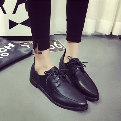 Chaussures de printemps femme en PU CRRCRRCRR tête carrée avec lacets - Angleterre semelle caoutchouc Ref 1002444