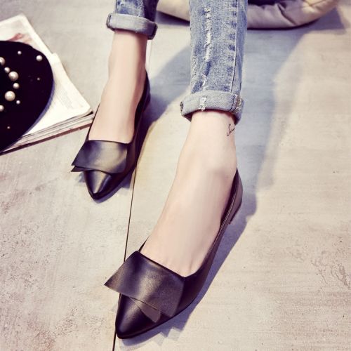 Chaussures de printemps femme en PU pointu arc, ouverture profonde- semelle caoutchouc - Ref 1002492