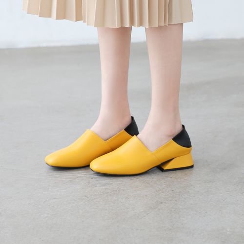 Chaussures de printemps femme en PU tête carrée ouverture profonde- Ref 1002503