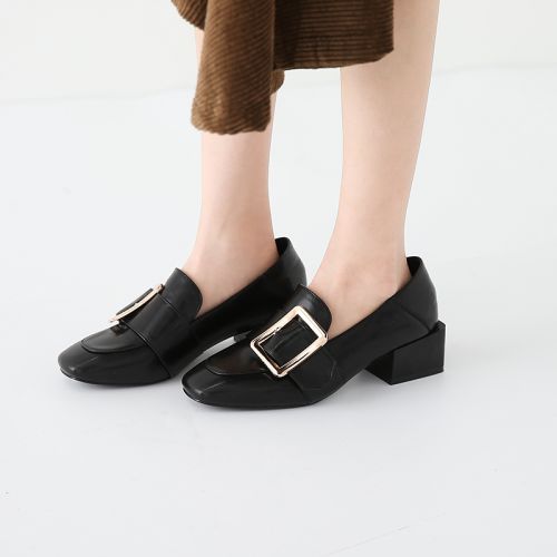Chaussures de printemps femme en PU tête carrée ouverture profonde- - Ref 1002505