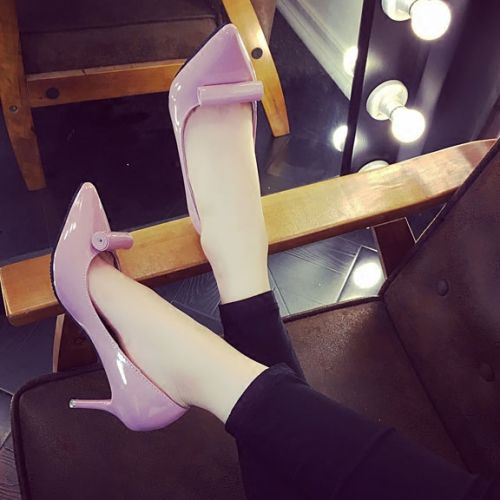 Chaussures de printemps femme en PU pointu ouverture profonde- semelle caoutchouc - Ref 1002516