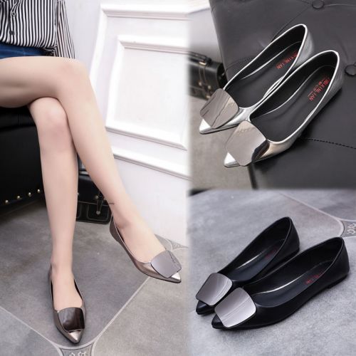 Chaussures de printemps femme en PU pointu ouverture profonde, décoration métallique - semelle caoutchouc Ref 1002522