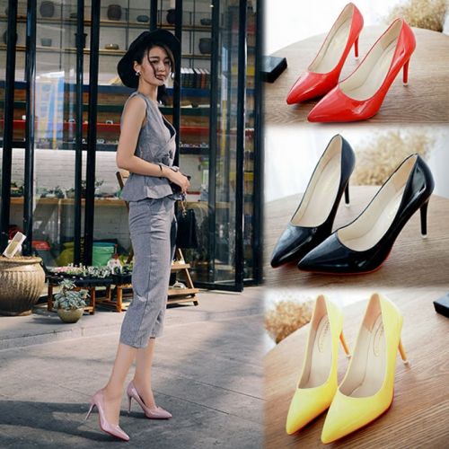 Chaussures de printemps femme en PU pointu ouverture profonde, paillette, étanche - semelle caoutchouc Ref 1002536
