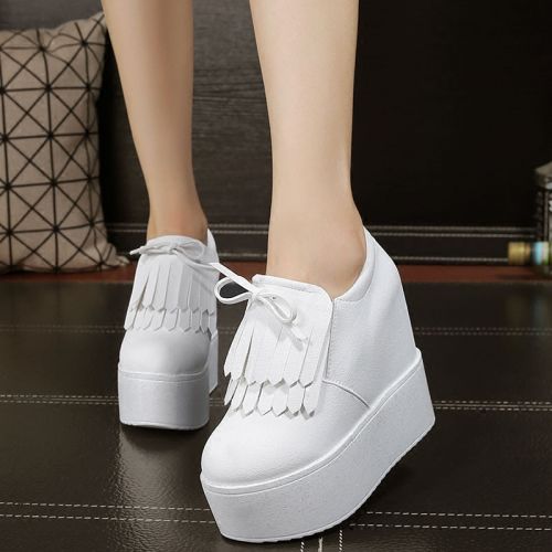 Chaussures de printemps femme en vache, Nubuck, ronde ouverture profonde, houppe, Génoise, étanche - semelle poly