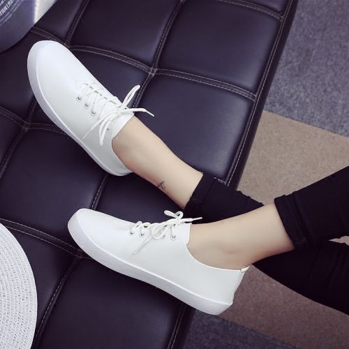 Chaussures de printemps femme en PU ronde avec lacets - semelle caoutchouc Ref 1002546