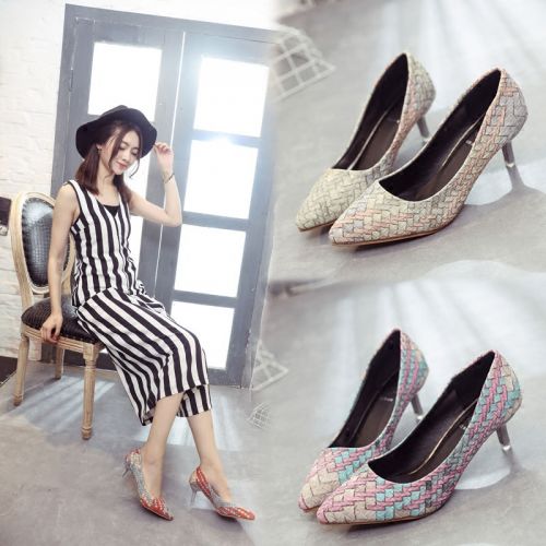 Chaussures de printemps femme en PU pointu ouverture profonde, grille - semelle caoutchouc Ref 1002560