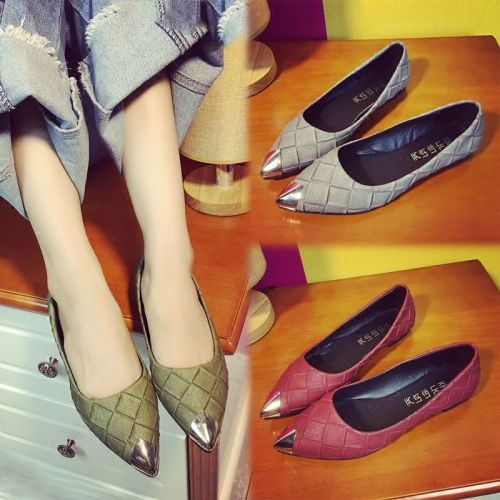 Chaussures de printemps femme en PU pointu grille, ouverture profonde- semelle caoutchouc - Ref 1002561