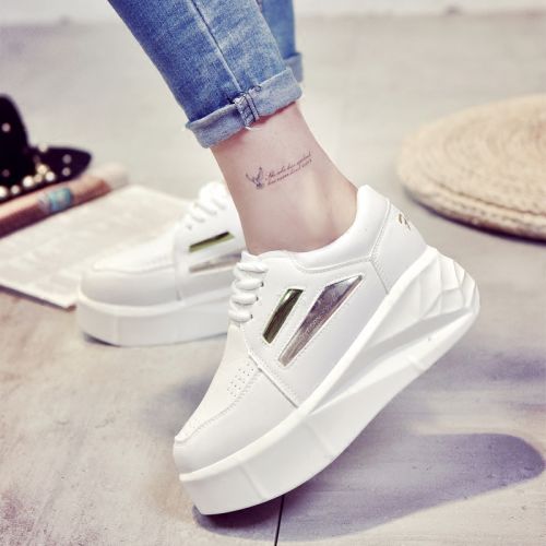 Chaussures de printemps femme en PU ronde ouverture profonde, avec lacets, Wedges, Génoise, étanche - semelle caoutchou