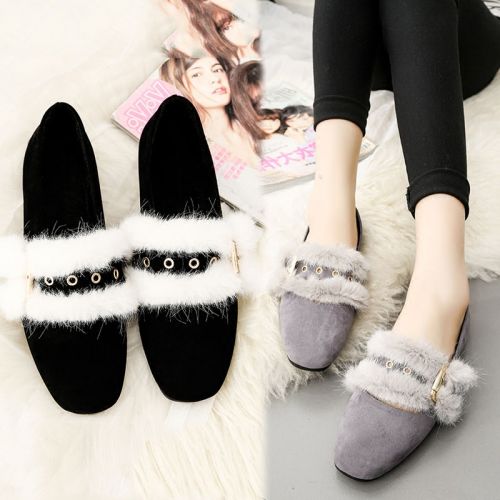Chaussures de printemps femme en FURREZIO tête carrée décoration métallique, boucle ceinture - semelle caoutchouc R