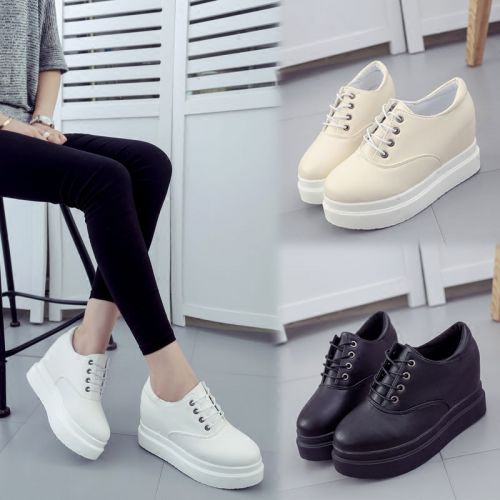 Chaussures de printemps femme en PU ronde ouverture profonde, avec lacets, Génoise, étanche - semelle polyuréthane Re