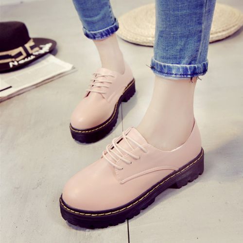 Chaussures de printemps femme en PU ronde avec lacets, Génoise - semelle caoutchouc Ref 1002661