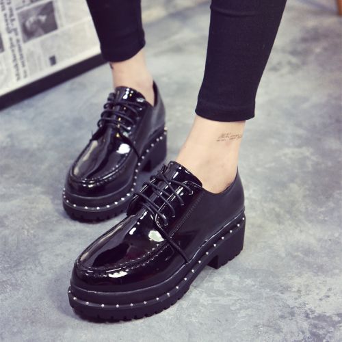 Chaussures de printemps femme en PU ronde avec lacets - Angleterre semelle polyuréthane Ref 1002669