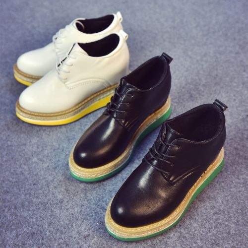 Chaussures de printemps femme en PU ronde ouverture profonde, avec lacets, houppe, Génoise - semelle TPR Re