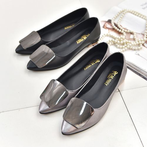 Chaussures de printemps femme en PU pointu décoration métallique - semelle caoutchouc Ref 1002702
