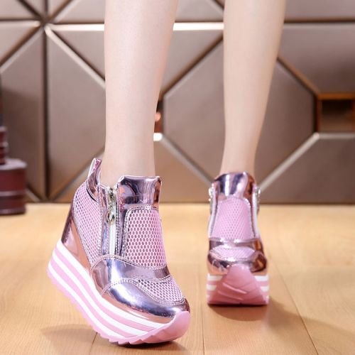 Chaussures de printemps femme en PU ronde avec lacets, Génoise - semelle caoutchouc Ref 1002712