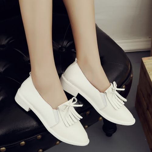 Chaussures de printemps femme en PU ronde ouverture profonde, arc, houppe - semelle TPR Ref 1002719