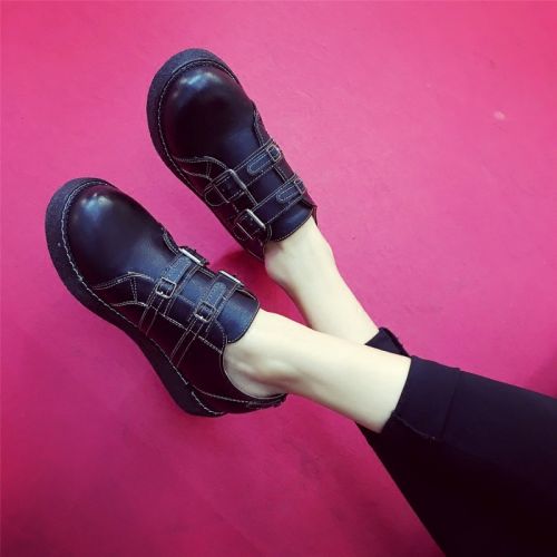 Chaussures de printemps femme en PU ronde moraillon, Modèles mélangées, Génoise, étanche, décoration métallique - collège seme