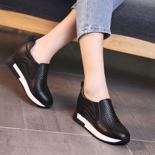 Chaussures de printemps femme en Vache revêtement cuir fendu DKVAN ronde ouverture profonde, Génoise, étanche, Style roma