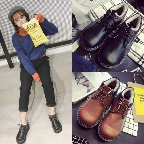 Chaussures de printemps femme en PU ronde avec lacets, étanche - semelle caoutchouc Ref 994187