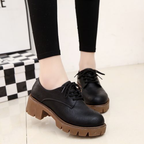Chaussures de printemps femme en PU ronde avec lacets, - Angleterre semelle caoutchouc Ref 994220