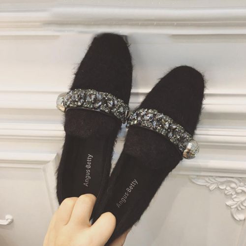 Chaussures de printemps femme en &AMP tête carrée avec perles, décoration métallique - semelle TPR Ref 994269