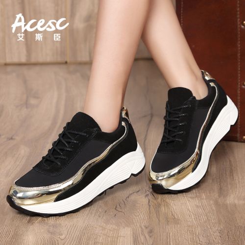 Chaussures de printemps femme en Une variété matériaux épissure ACESC ronde avec lacets - loisir semelle polyuréthane 