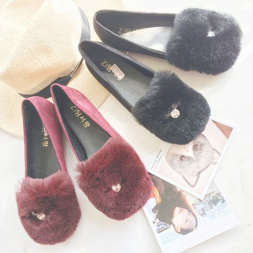 Chaussures de printemps femme en PU pointu avec perles - Europe semelle caoutchouc Ref 994298