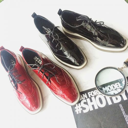 Chaussures de printemps femme en PU tête carrée avec lacets - Europe semelle caoutchouc Ref 994300