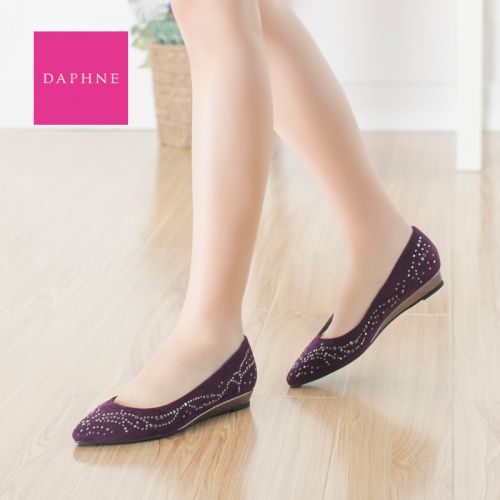 Chaussures de printemps femme en tissu DAPHNE pointu ouverture profonde, Wedges - semelle caoutchouc Ref 994319