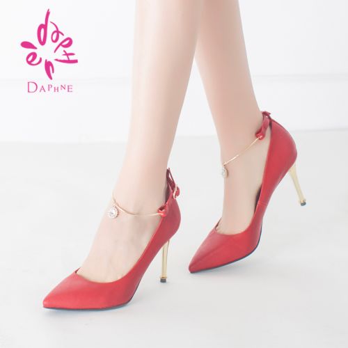 Chaussures de printemps femme en PU DAPHNE pointu ouverture profonde, décoration métallique - élégant semelle caoutchouc