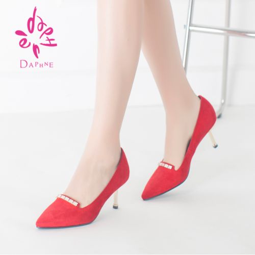 Chaussures de printemps femme en tissu DAPHNE pointu ouverture profonde, perlé - semelle caoutchouc Ref 994368