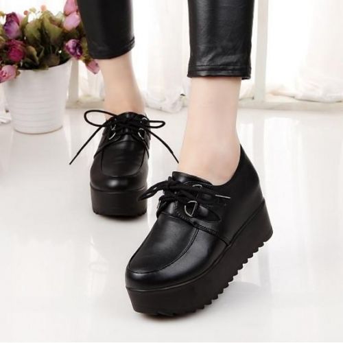 Chaussures de printemps femme en PU ronde ouverture profonde, Génoise, étanche - Angleterre semelle caoutchouc Ref 99438