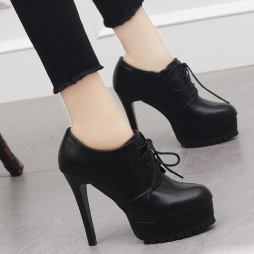 Chaussures de printemps femme en PU ronde avec lacets, étanche - Europe semelle fond composite Ref 994446