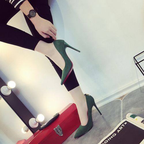 Chaussures de printemps femme en pointu ouverture profonde, décoration métallique - Europe semelle caoutchouc Re