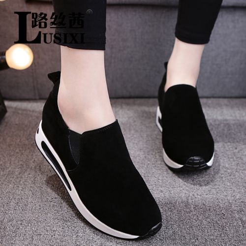 Chaussures de printemps femme en vache, Nubuck, ronde ouverture profonde, Wedges, Génoise, étanche - semelle poly