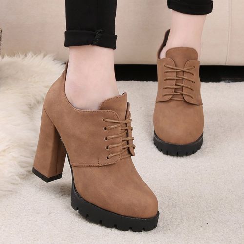 Chaussures de printemps femme en PU ronde avec lacets - Angleterre semelle polyuréthane Ref 994489