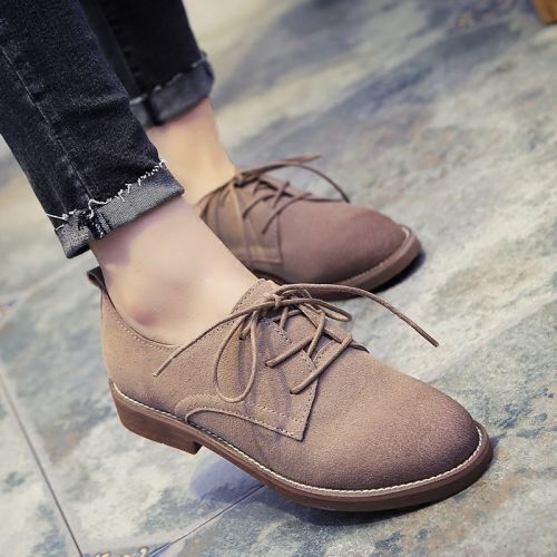 Chaussures de printemps femme en vache, Nubuck, JAMA ronde avec lacets, - Angleterre semelle caoutch