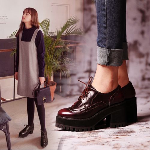 Chaussures de printemps femme en PU ronde - Angleterre semelle caoutchouc Ref 994543