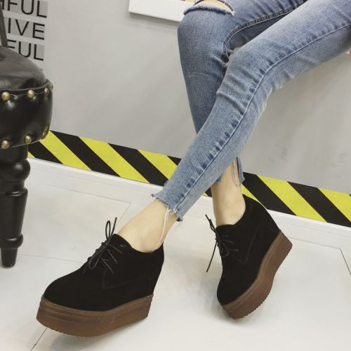Chaussures de printemps femme en vache, Nubuck, ronde avec lacets, Génoise, étanche - Europe semelle polyurétha